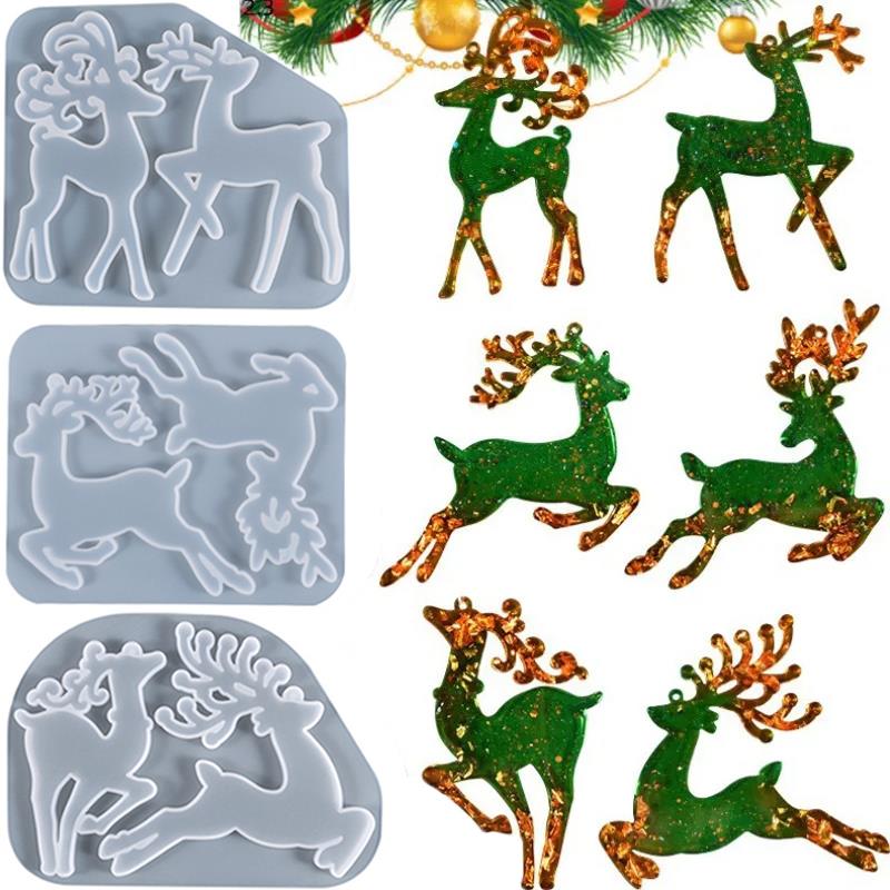 Serving Tray Mold - Kerst elanden epoxyhars mal voor sleutelhanger