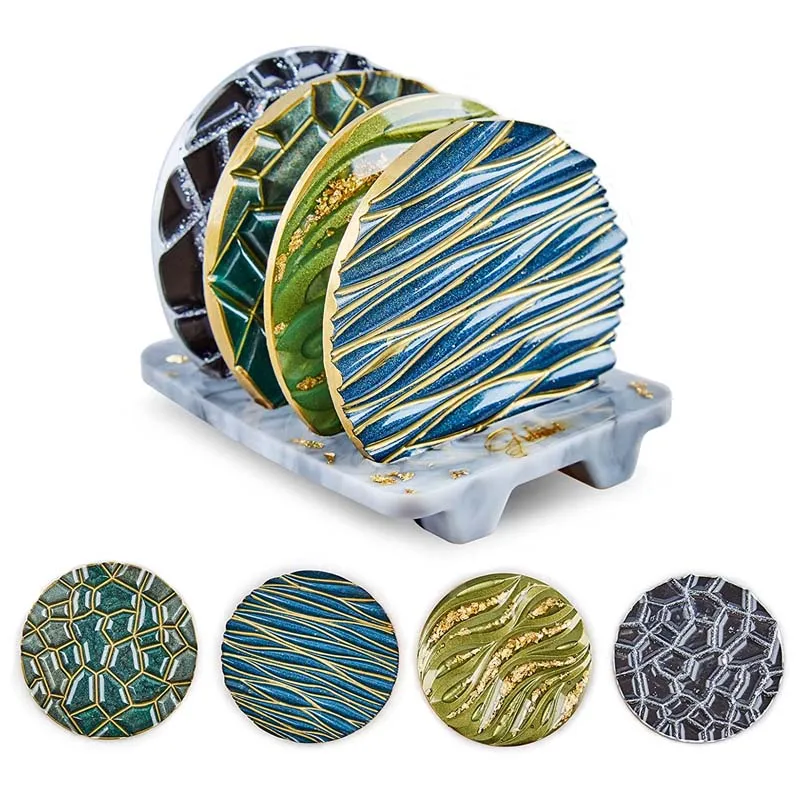 Coaster Mold Round - DIY Kristal Epoxy Mold Wave Diamond